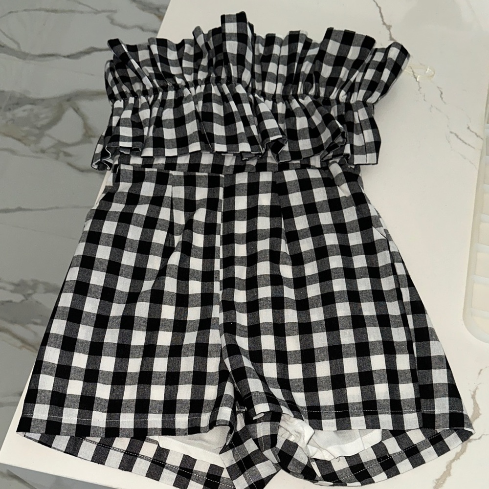Black and White Checkered Jumpsuit